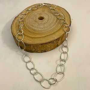 Silpada Necklace Sterling Silver Oxidized Hammered Oval Link Retired 18 inches